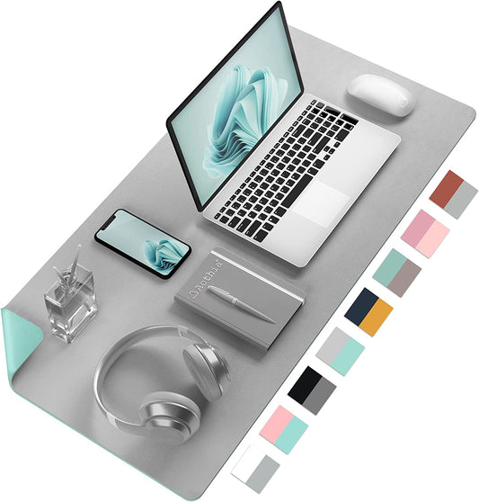 Transform Your Workspace with Our Dual-Sided PU Leather Desk Pad - Non-Slip, Waterproof, and Durable for Home or Office (23.6"x13.7", Grey)
