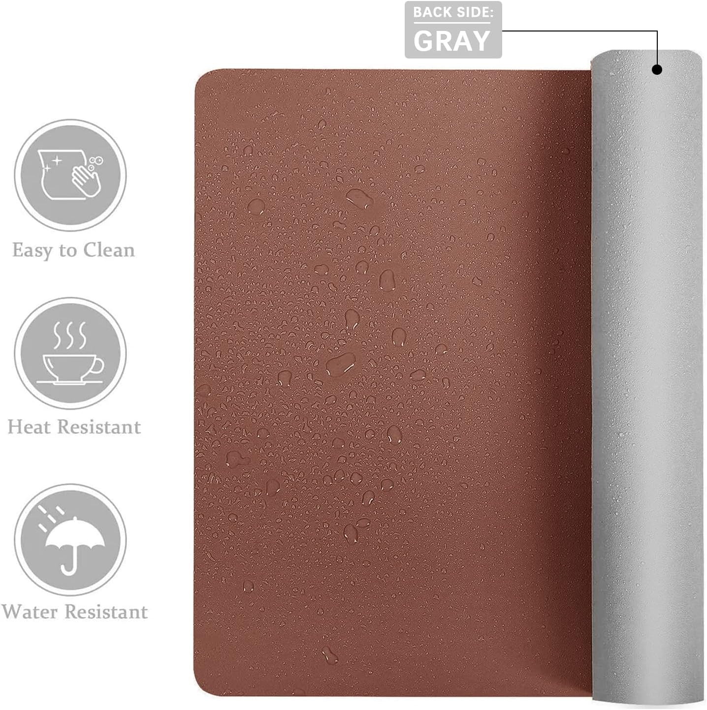 Double-Sided PU Leather Desk Pad - Non-Slip Waterproof Mouse Mat (Brown)