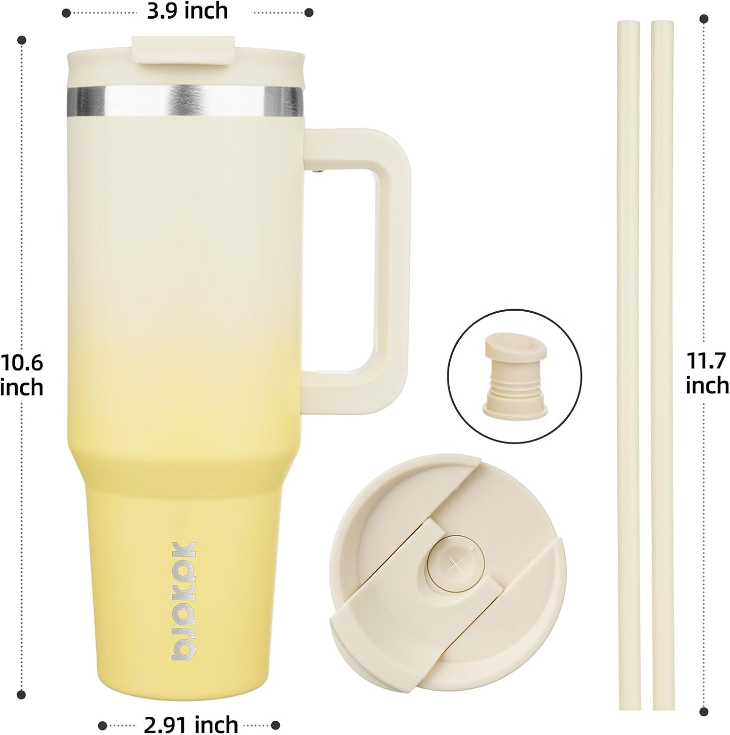 40oz Insulated Tumbler with Handle, Lid & Straw - Stainless Steel
