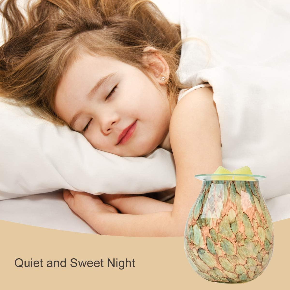 Wax Melt Warmer - Decorative Glass Fragrance Burner & Night Light