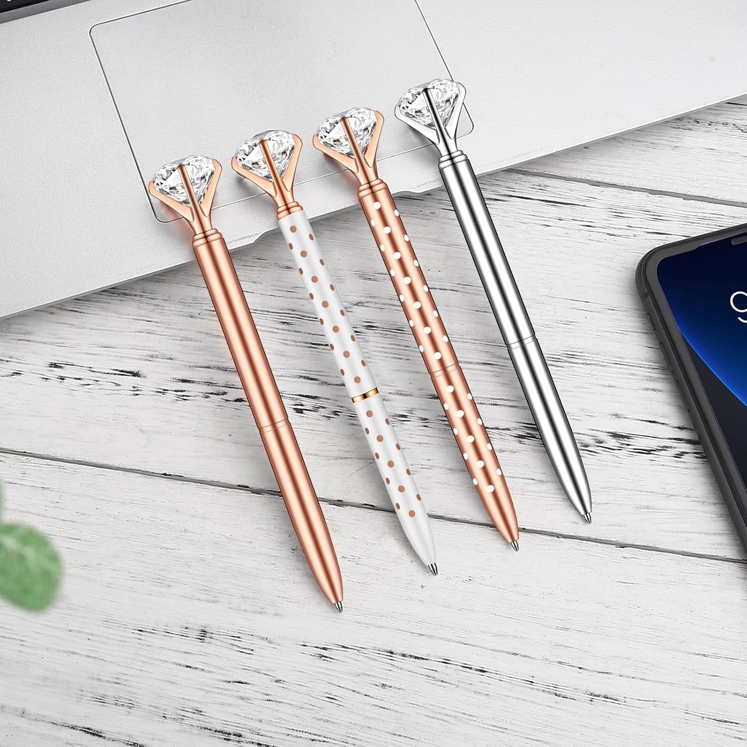 Bling Crystal Ballpoint Pens Set - 16 Pcs Diamond Pens with Black Ink (Mixed Colours)