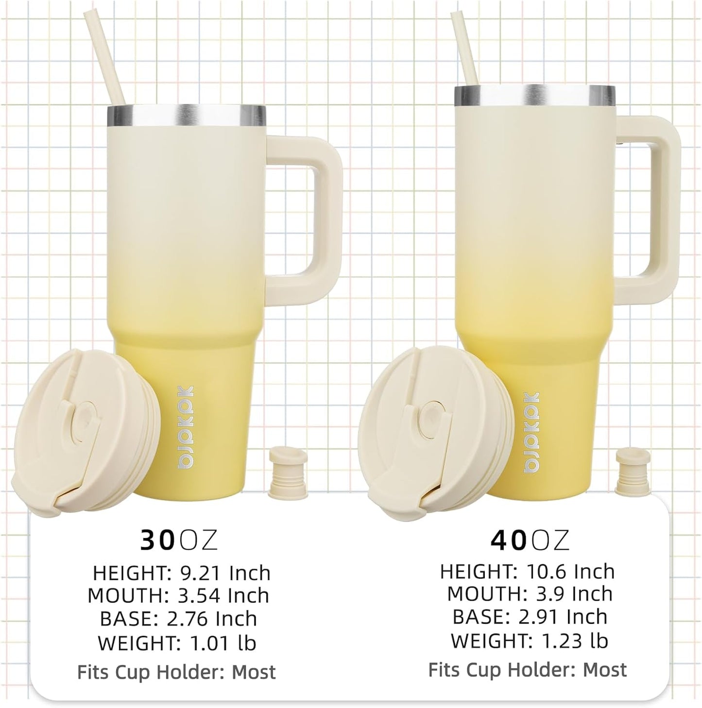 40oz Insulated Tumbler with Handle, Lid & Straw - Stainless Steel