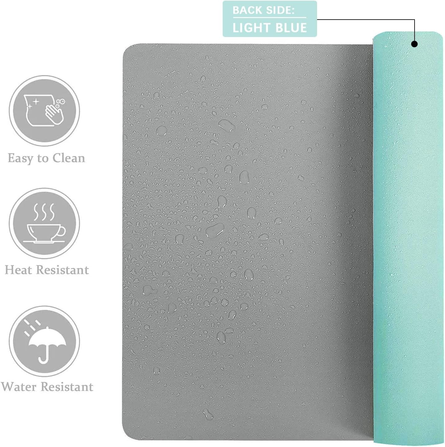 Transform Your Workspace with Our Dual-Sided PU Leather Desk Pad - Non-Slip, Waterproof, and Durable for Home or Office (23.6"x13.7", Grey)