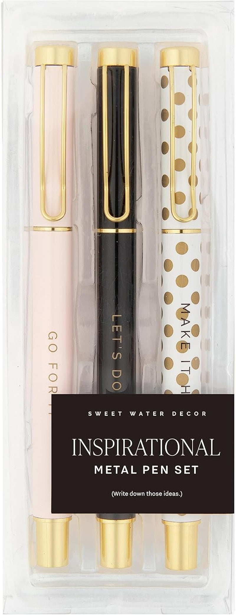 Inspirational Metal Pen Set - Motivational Pen Set for Home and Office - Refillable Pens with Black Ink - Pens for Women Journaling - Graduation, New Job, Teacher Gifts for Her