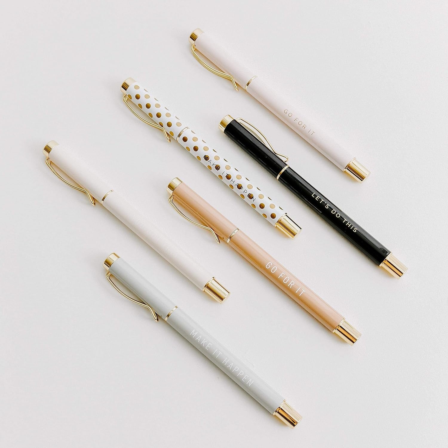 Inspirational Metal Pen Set - Motivational Pen Set for Home and Office - Refillable Pens with Black Ink - Pens for Women Journaling - Graduation, New Job, Teacher Gifts for Her