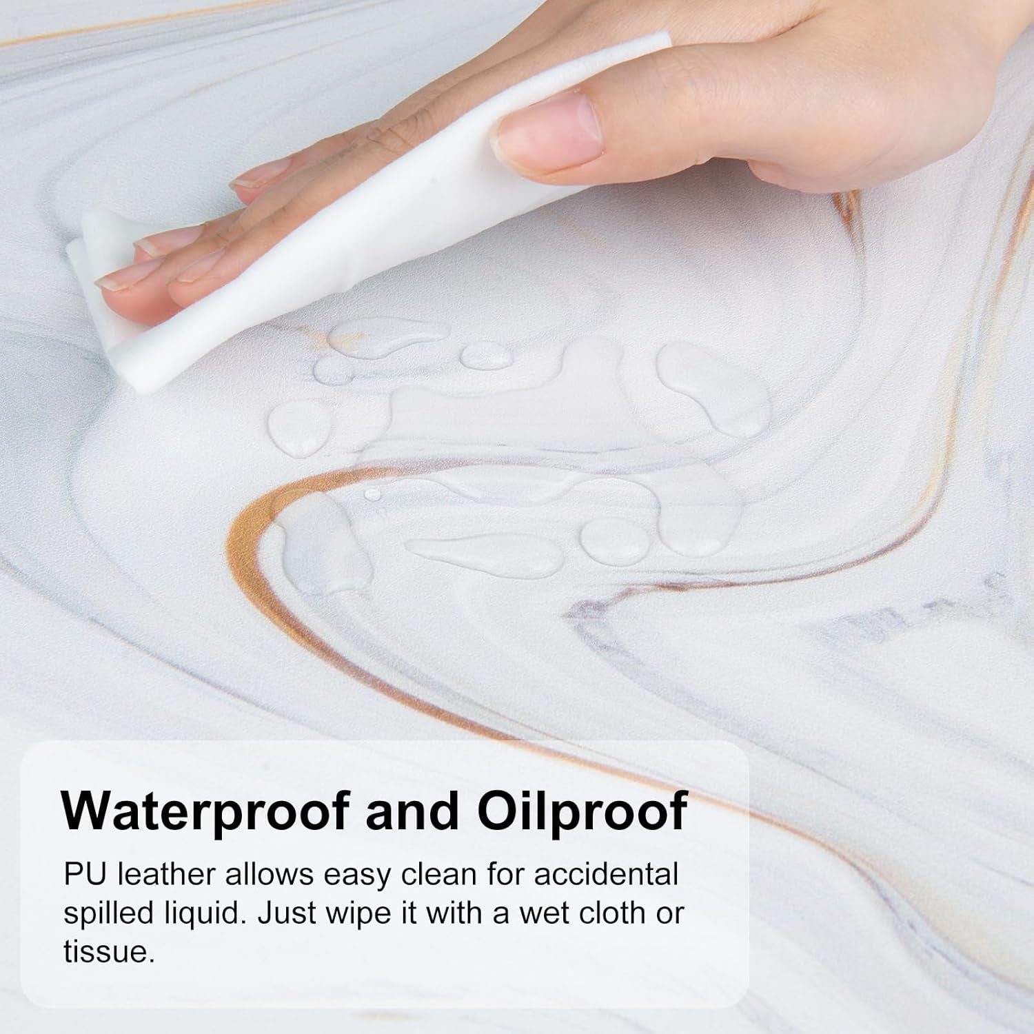 Luxurious White Marble Mouse Pad - Extra Large PU Leather Desk Mat for Ultimate Comfort and Style
